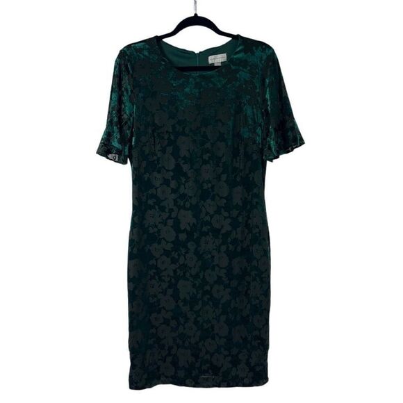Marc New‎ York Green Floral Velvet Flutter Sleeve Dress - Picture 1 of 11
